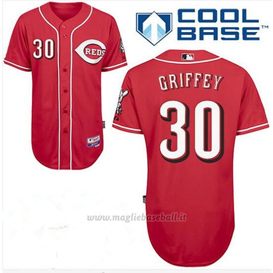 Maglia Baseball Uomo Cincinnati Reds Ken Griffey 30 Autentico Collezione Scarlet Cool Base Giocatore